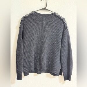 All Saints Charcoal Black Button-Shoulder Heavyweight Sweater